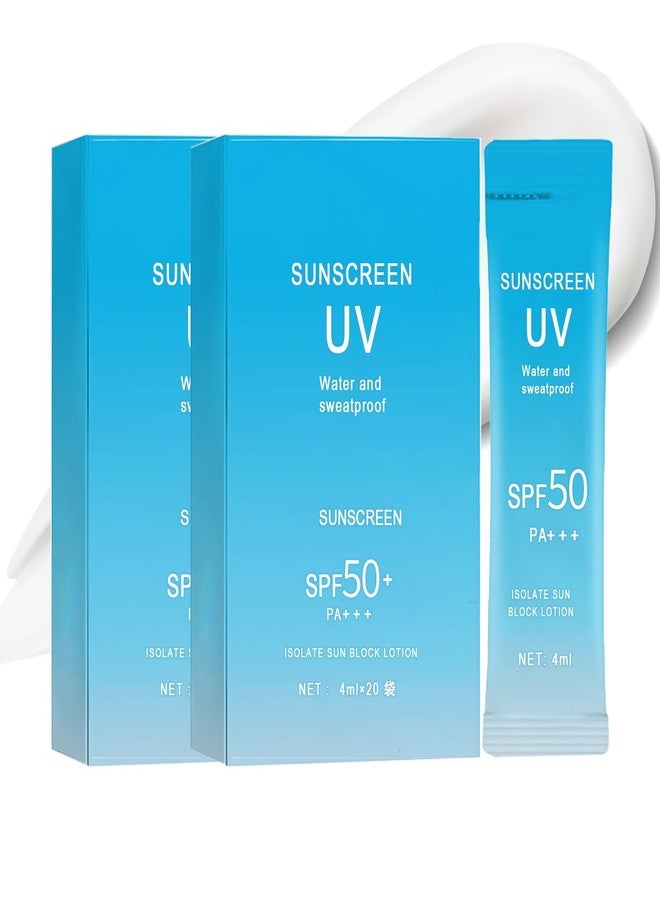 Okerker 40 عبوة صغيرة من واقي الشمس بحمض الهيالورونيك، عامل حماية من الشمس SPF50+ PA+++، حجم مناسب للسفر (4 مل لكل عبوة)، خفيف الوزن وغير دهني ومرطب، واقي شمس مقاوم للماء للوجه والجسم للاستخدام الخارجي، والعطلات، والاستخدام اليومي - Image 1